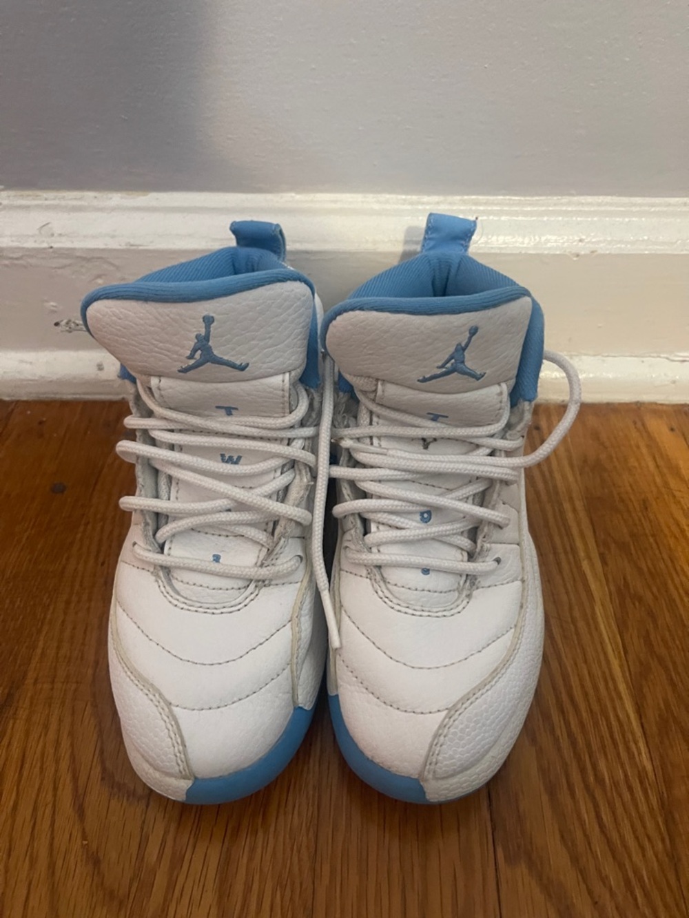 Little Kids Jordan 12 “White & University Blue” Sneakers Size 12c